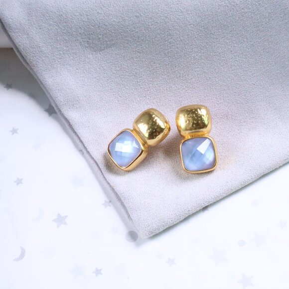 Julie Vos Jewelry - Julie Vos Gold Earrings 🌼 Chalcedony Blue